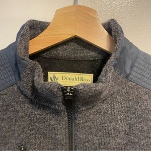 Donald Ross Gray Wool Blend Full Zip Mock Neck Sweater Men’s Med